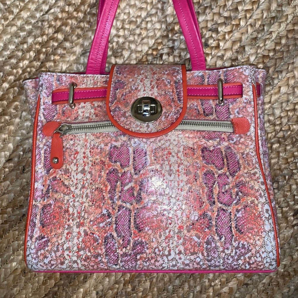 Bon Bonite Rainbow Multicolor Snake Print Purse with straps NWT